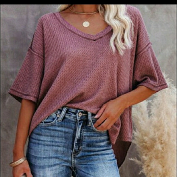 modernstyleme Tops - V neck waffle knit top